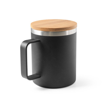 LAUDA. Mug in 90 recycled stainless steel with bamboo lid 420 mL